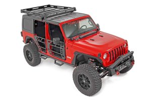 Jeep Wrangler JL Roof Rack - Rough Country - Black Series Lights - Black - '21-'24